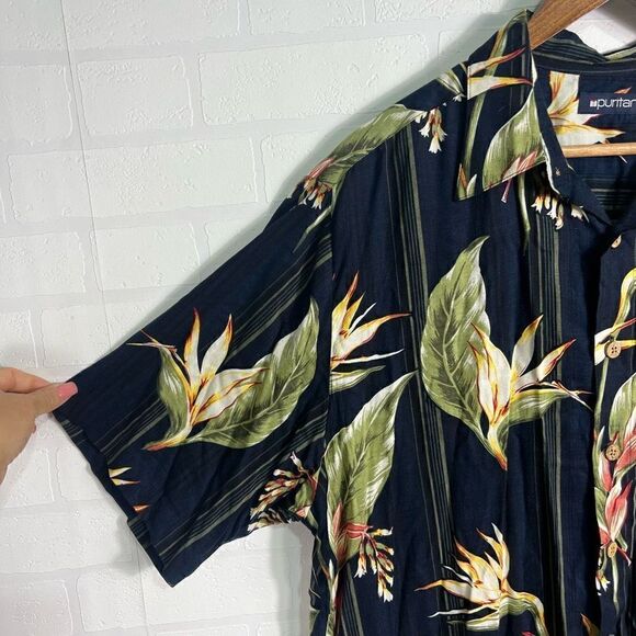 Puritan mens Button down Shirt Size L  Hawaiian Print - Picture 4 of 13